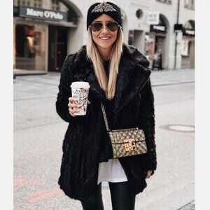 Zara Faux Fur Coat Brown Marl Blogger Size XS